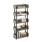 Furinno Turn-N-Tube 5-Tier Toolless Display Rack, French Oak/Black