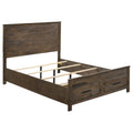 Woodmont Eastern King Storage Bed Rustic Golden Brown
