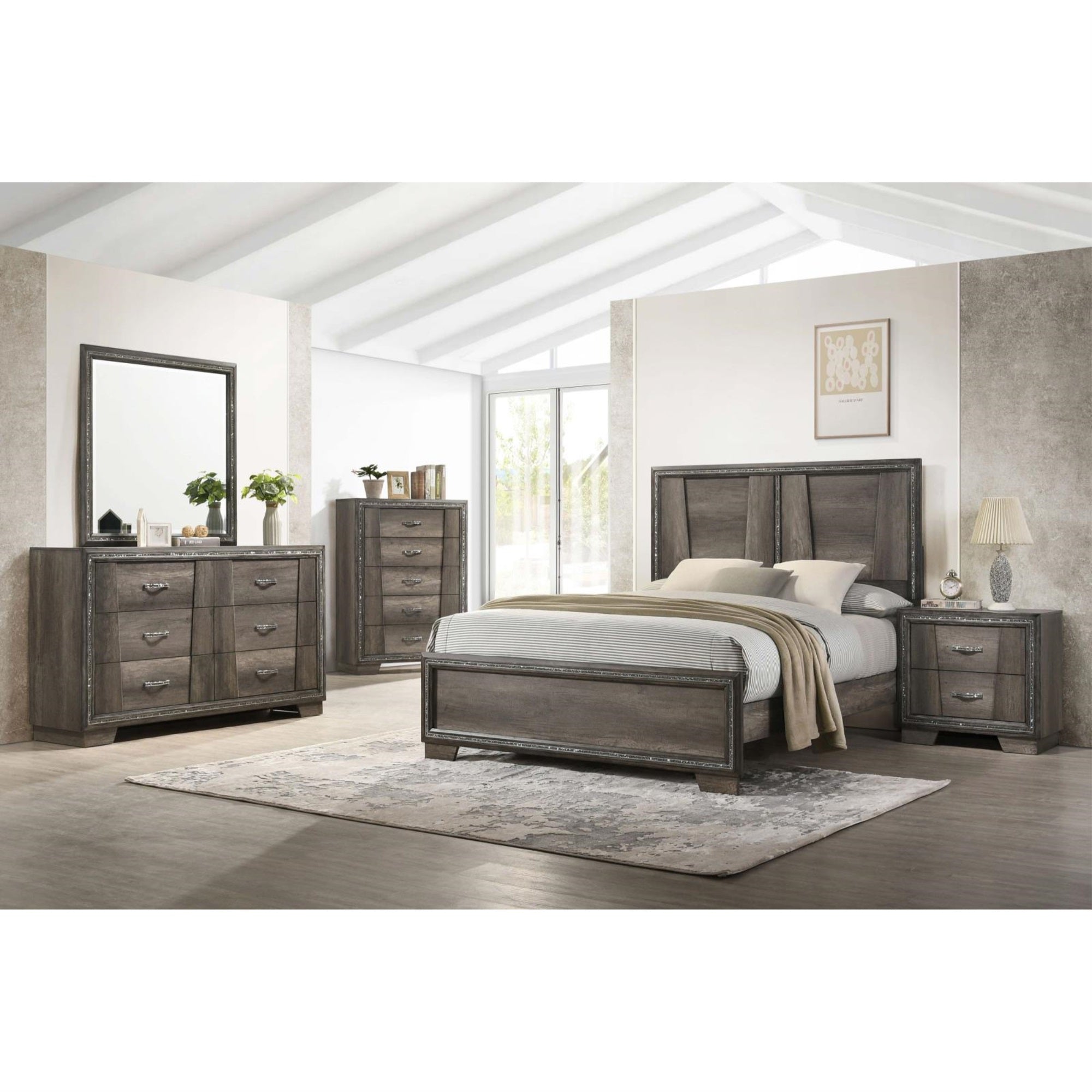 Coaster Janine Eastern King Bed 5-Piece Set, Grey