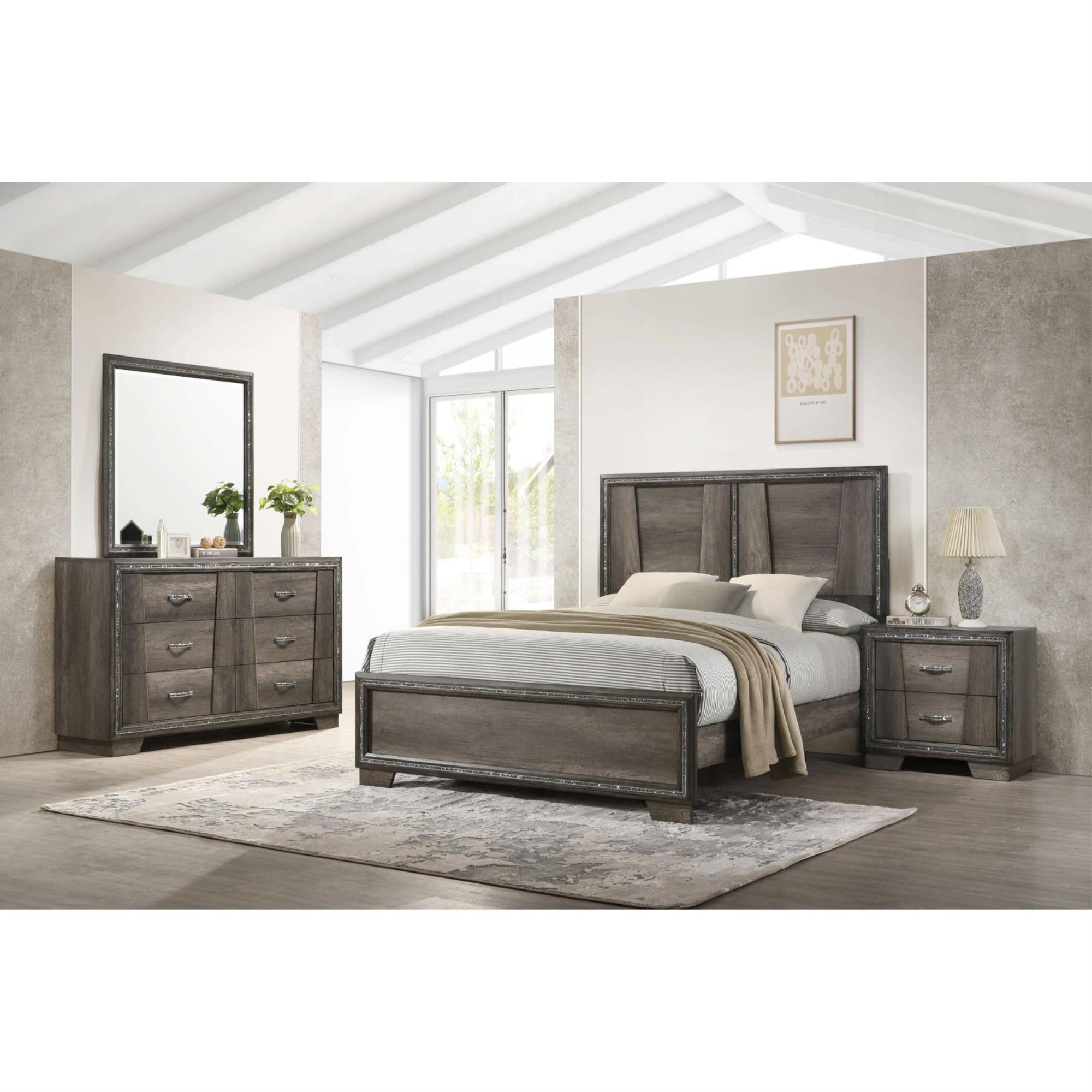 Coaster Janine Queen Bed 4-Piece Set, Grey