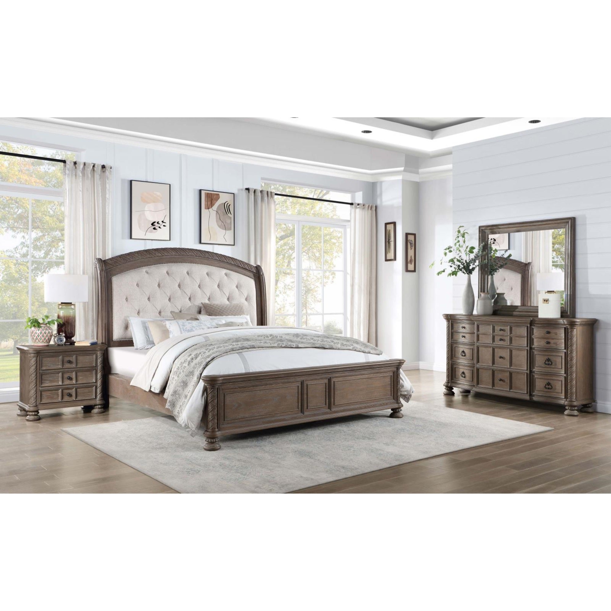 Coaster Emmett Queen Bed 4-Piece Set, Walnut
