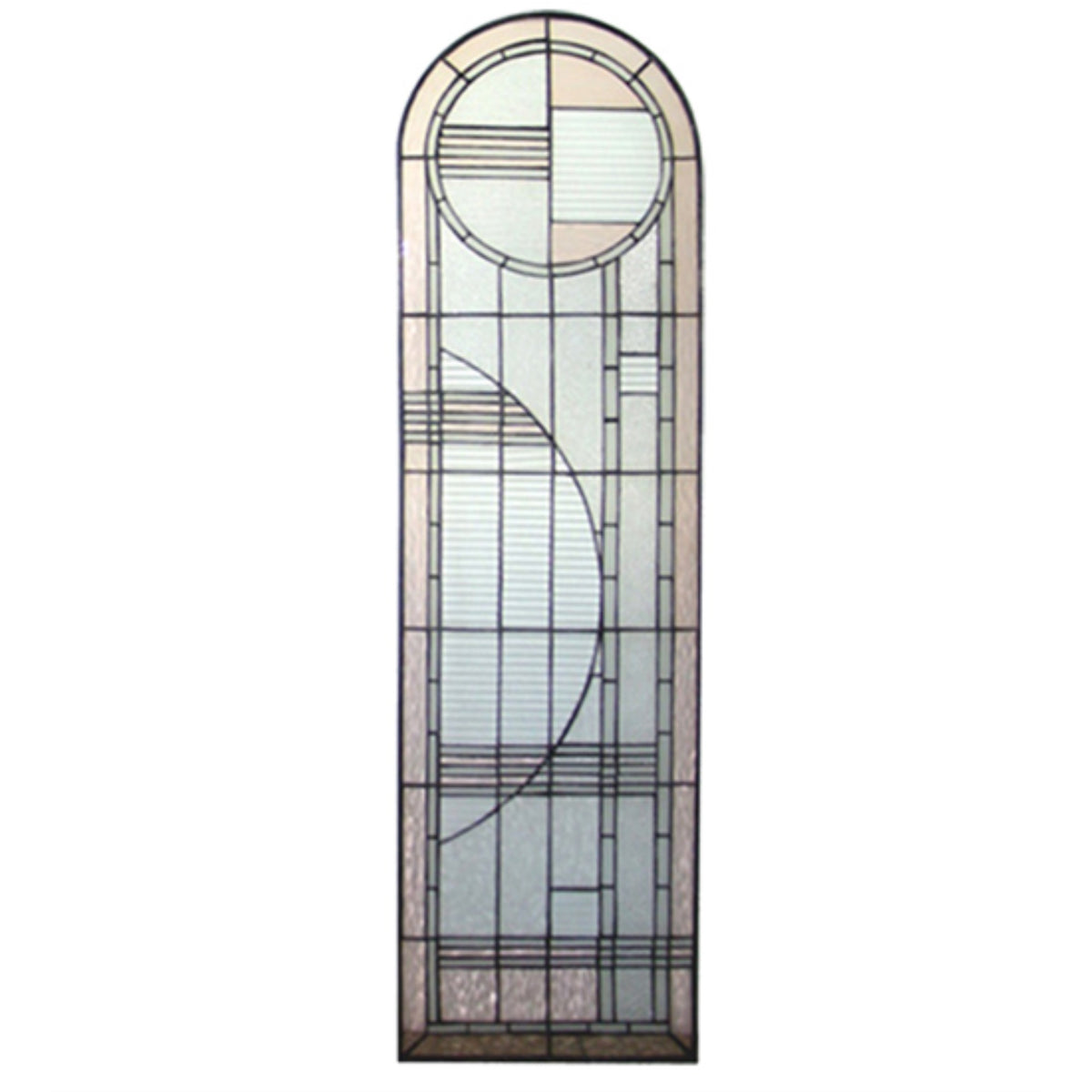15 Inch W X 54 Inch H Arc Deco Right Sided Stained Glass Window