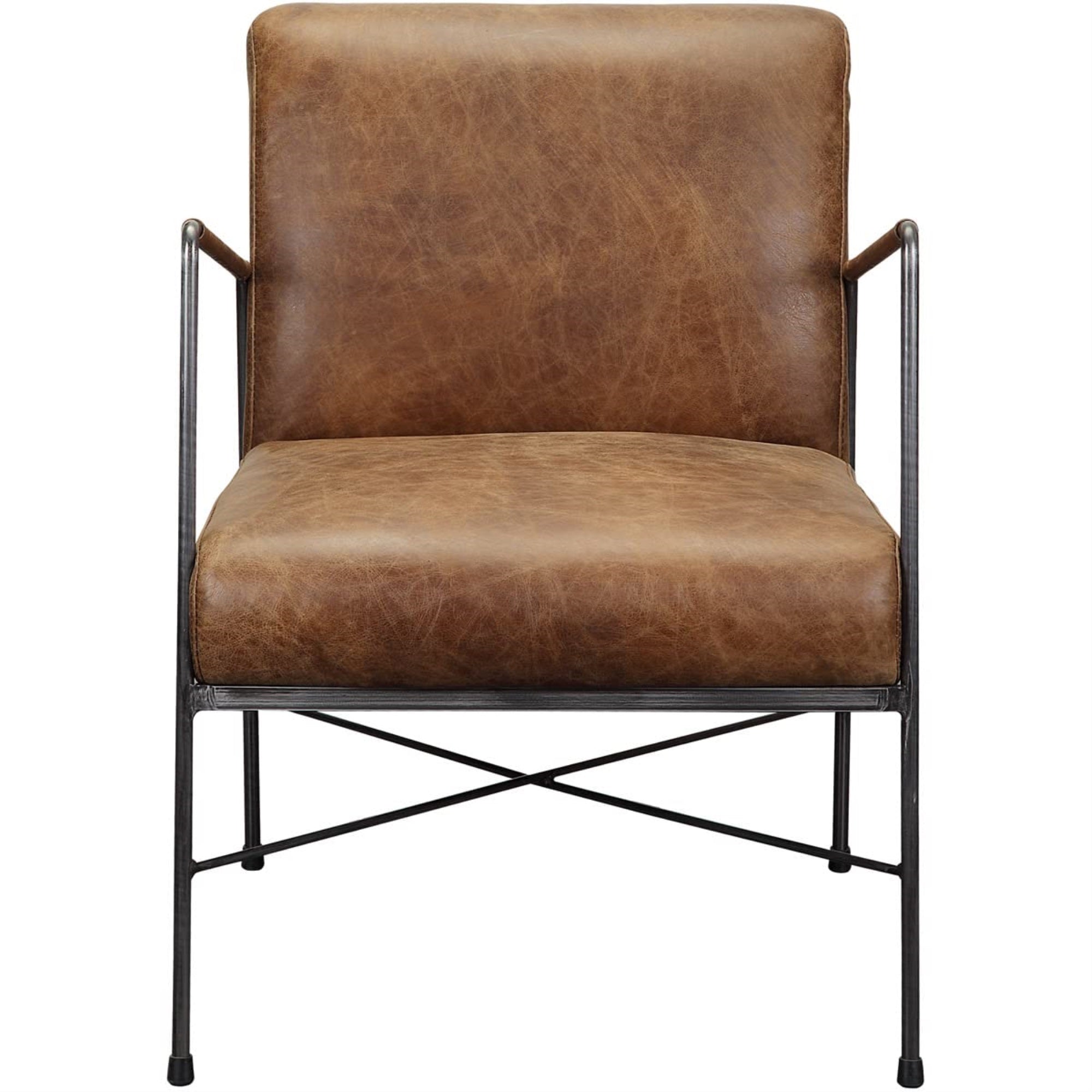 Moes Home Collection Dagwood Leather Arm Chair Open Road Brown Leather