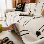 Chenille Jacquard Sofa Throw Cover with Tassel Soft Thick Couch Protector Blanket
