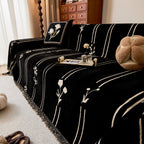 Chenille Jacquard Sofa Throw Cover with Tassel Soft Thick Couch Protector Blanket