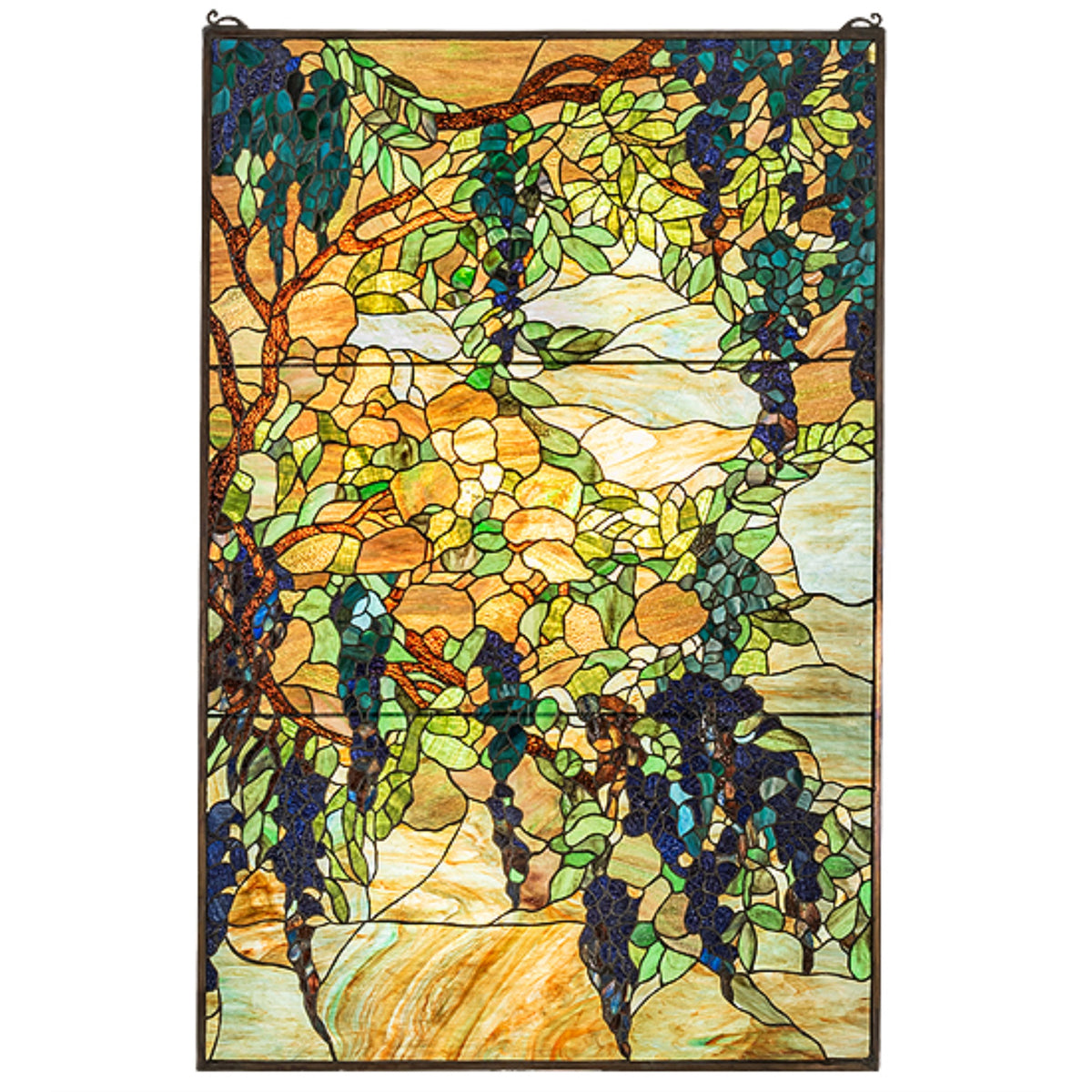 32 Inch  Wide X 48 Inch  High Tiffany Wisteria & Snowball Window