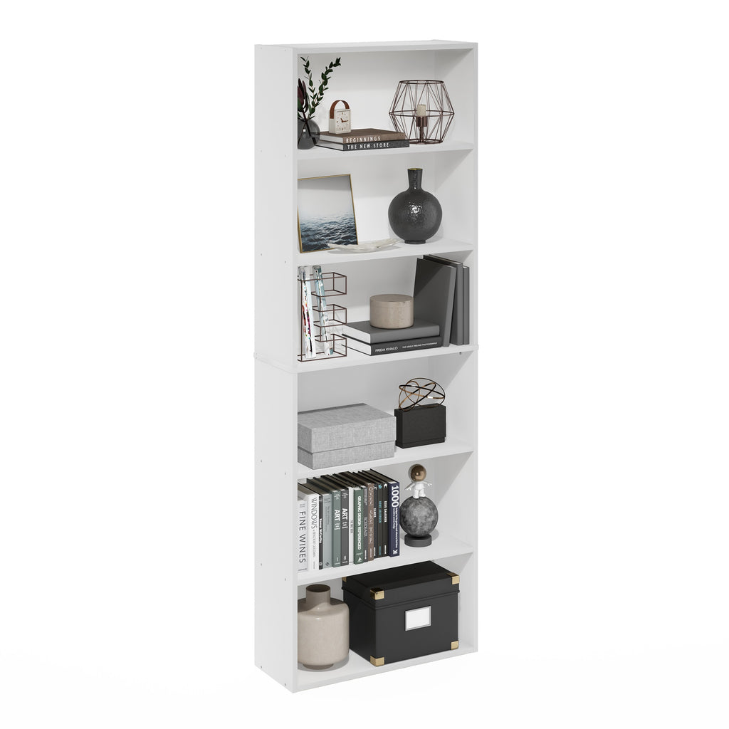 Furinno Jaya Simply Home Free Standing 6-Tier Open Storage Bookcase, White