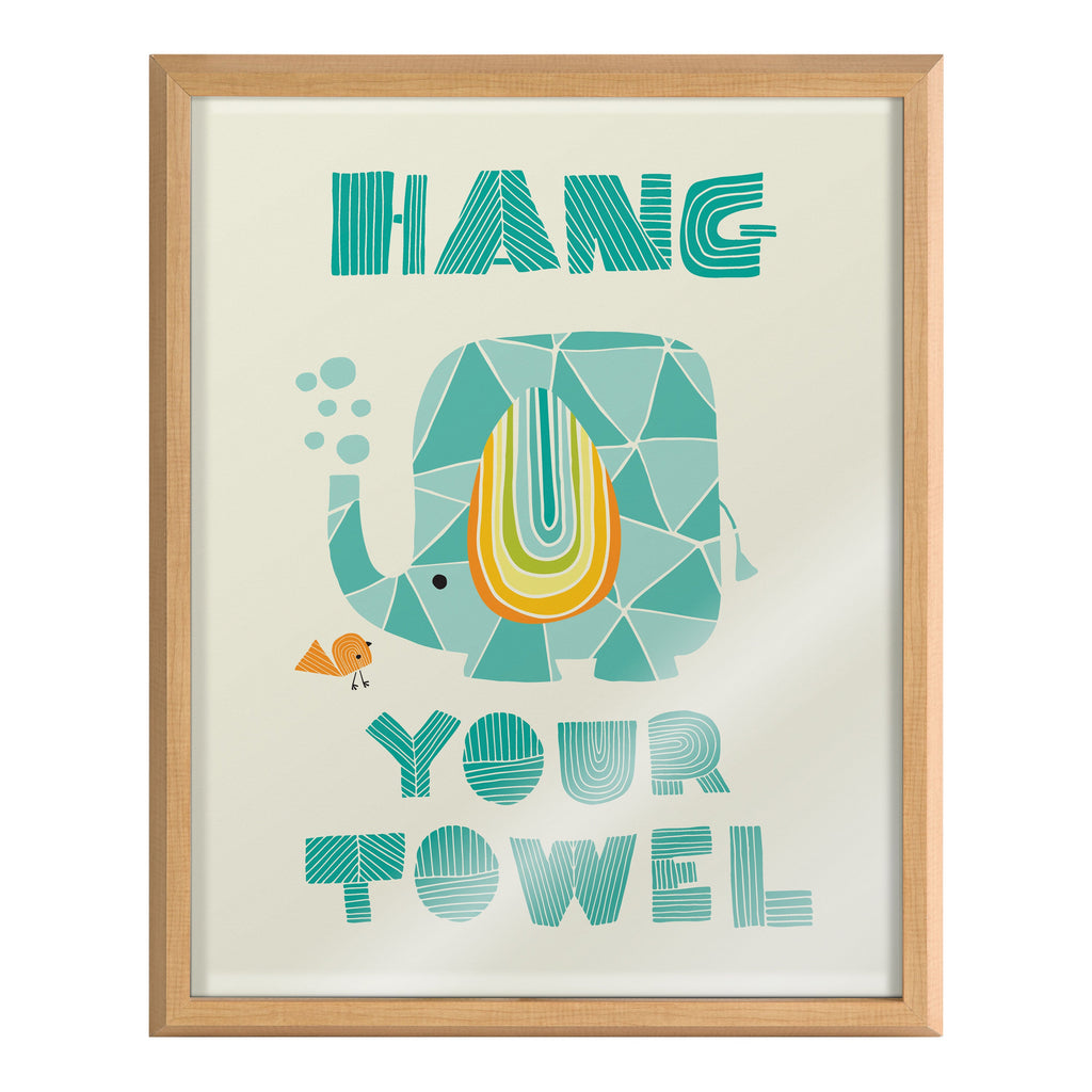 Blake Splish Splash Zoo Elephant Framed Printed Glass by Heather Rosas