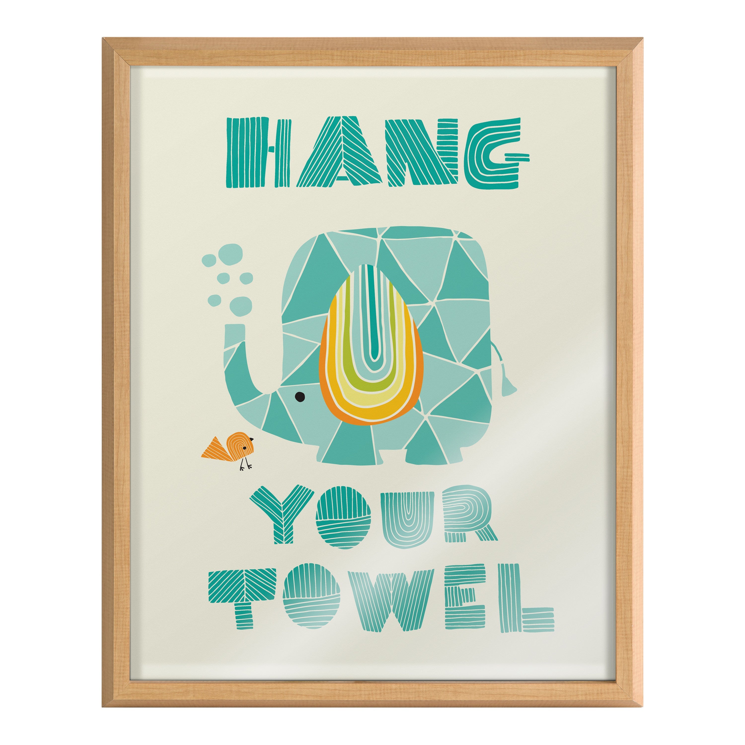 Blake Splish Splash Zoo Elephant Framed Printed Glass by Heather Rosas