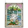 22 Inch W X 30 Inch H Swans Stained Glass Window