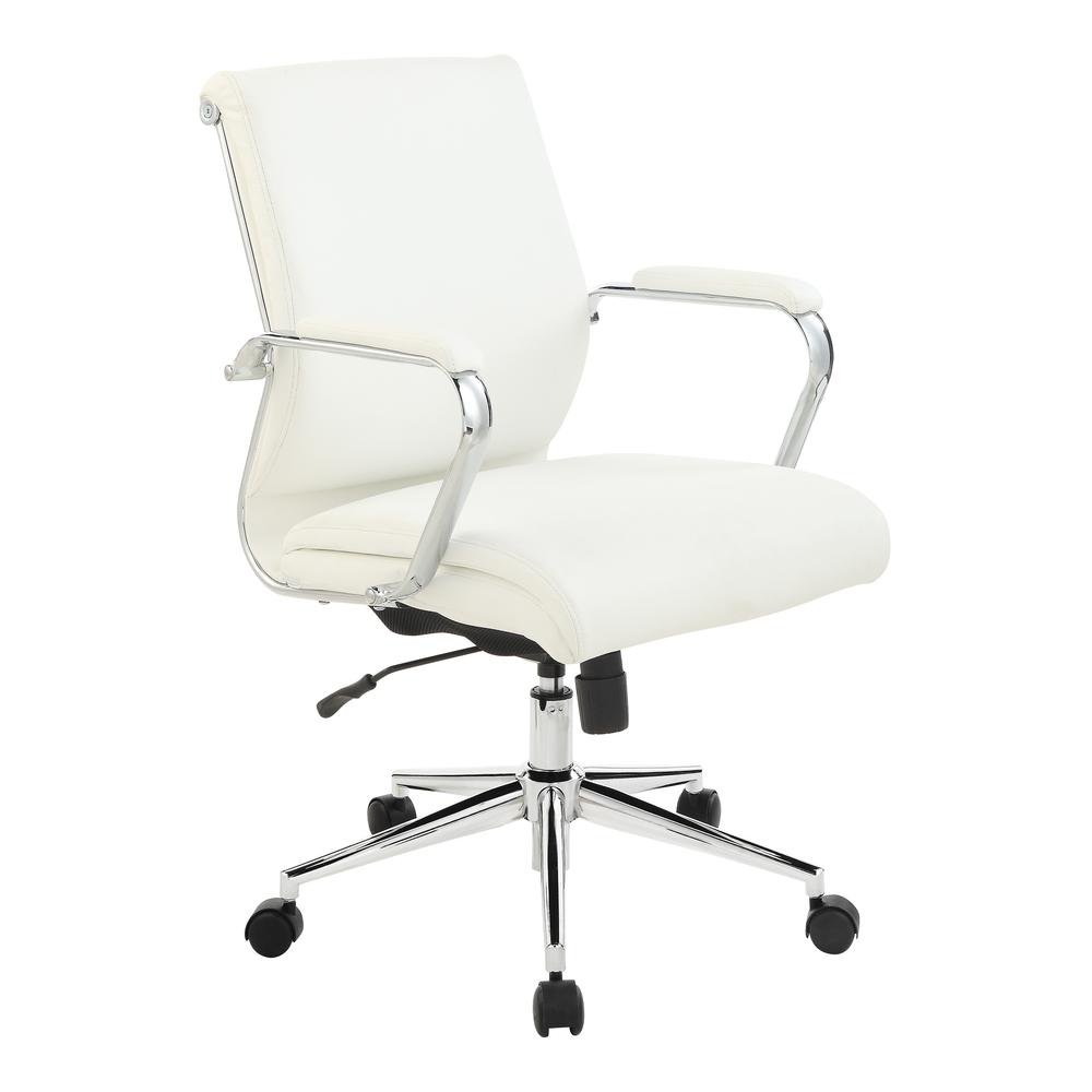 Mid Back Managers Chair with Dillon Snow Antimicrobial Fabric and Chrome Base