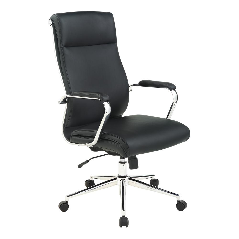 High Back Managers Chair with Dillon Black Antimicrobial Fabric and Chrome Base