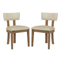 Hanson Dining Chair with Taupe Faux Leather and Medium Oak Wood, 2-Pack