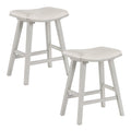 Coley 24 Saddle Stool 2-Pack With Linen Fabric Seat And White Wash Frame