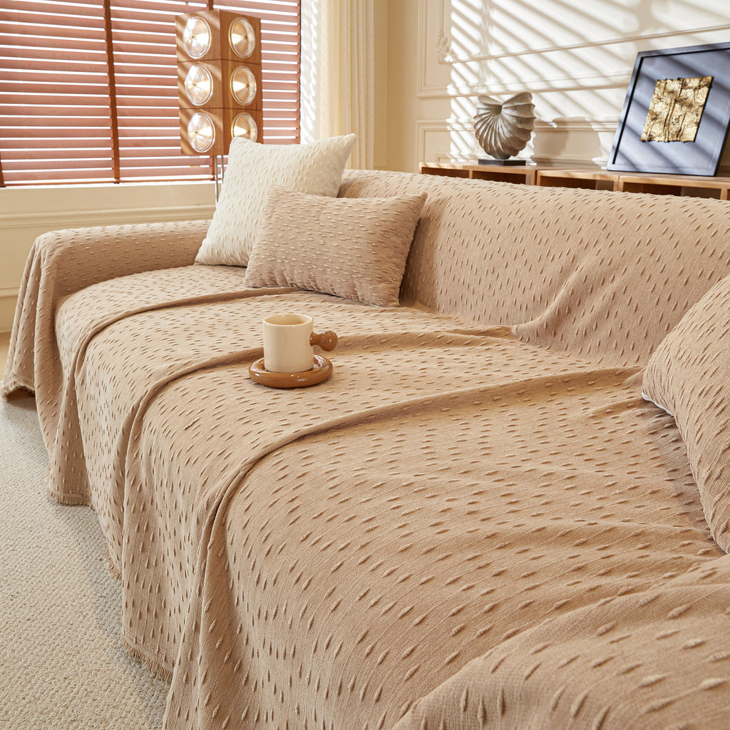 Textured Throw Blanket with 3D Dobby Weave, Minimalist Furniture Protector for Couch