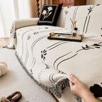 Chenille Jacquard Sofa Throw Cover with Tassel Soft Thick Couch Protector Blanket