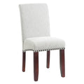 Parsons Chair with Antique Bronze Nail Heads in Smoke Fabric