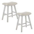 24 Saddle Stool 2-Pack With Cream Pin Stripe Fabric Seat And White Wash Frame