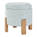 Annie Storage Ottoman in Sky Fabric with Natural Finish Legs