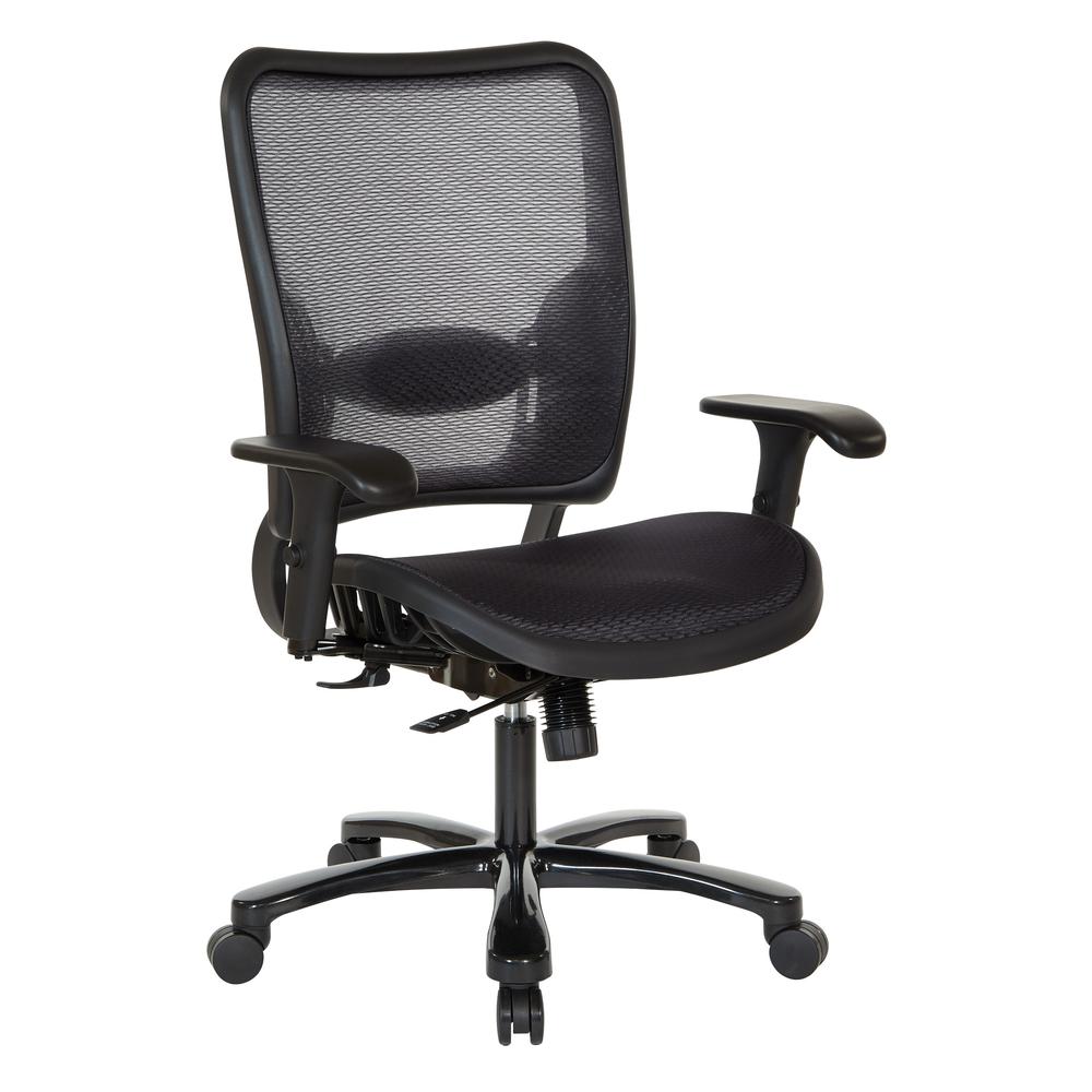 Air Grid Seat and Back Big & Tall Ergonomic Chair with Height Adjustable Lumbar Support, 2-Way Adjustable Arms and Industrial St