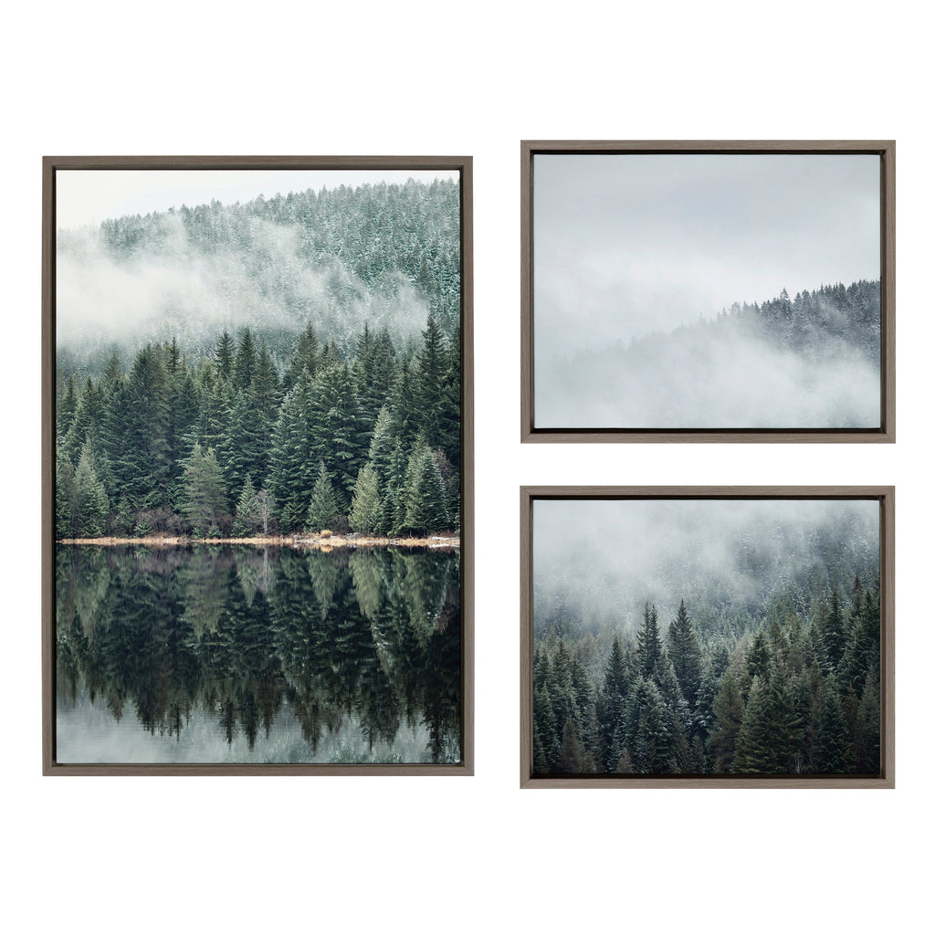 Sylvie Evergreen Reflections in Fog Framed Canvas Art Set by Emiko and Mark Franzen of F2Images