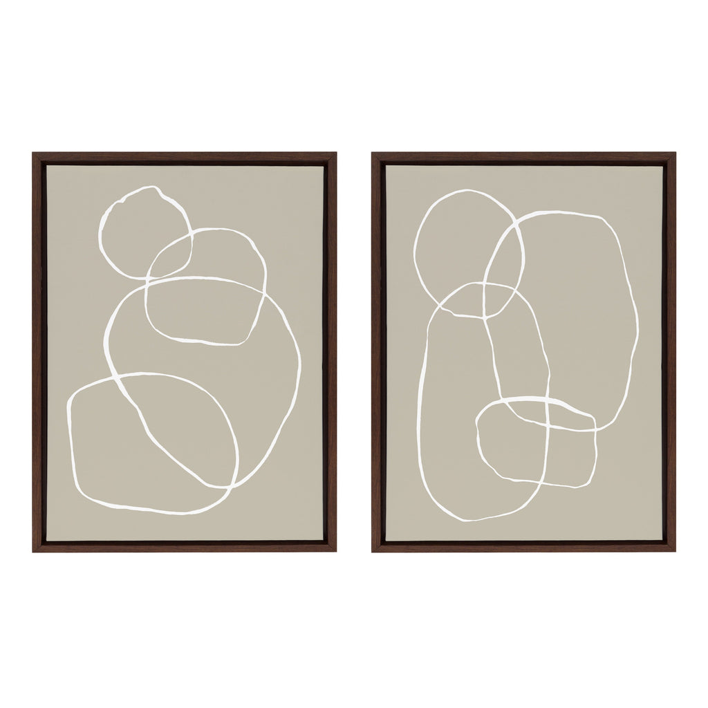 Sylvie Beige Going in Circles Framed Canvas Set by Teju Reval of SnazzyHues