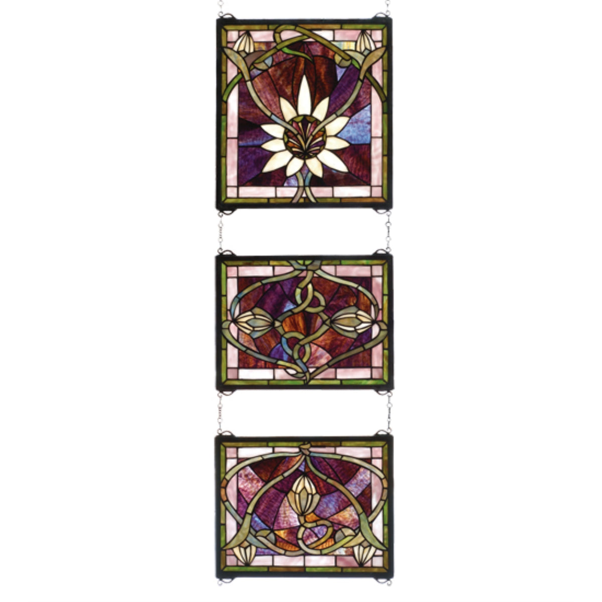 14 Inch W X 39 Inch H Solstice 3 Piece Stained Glass Window