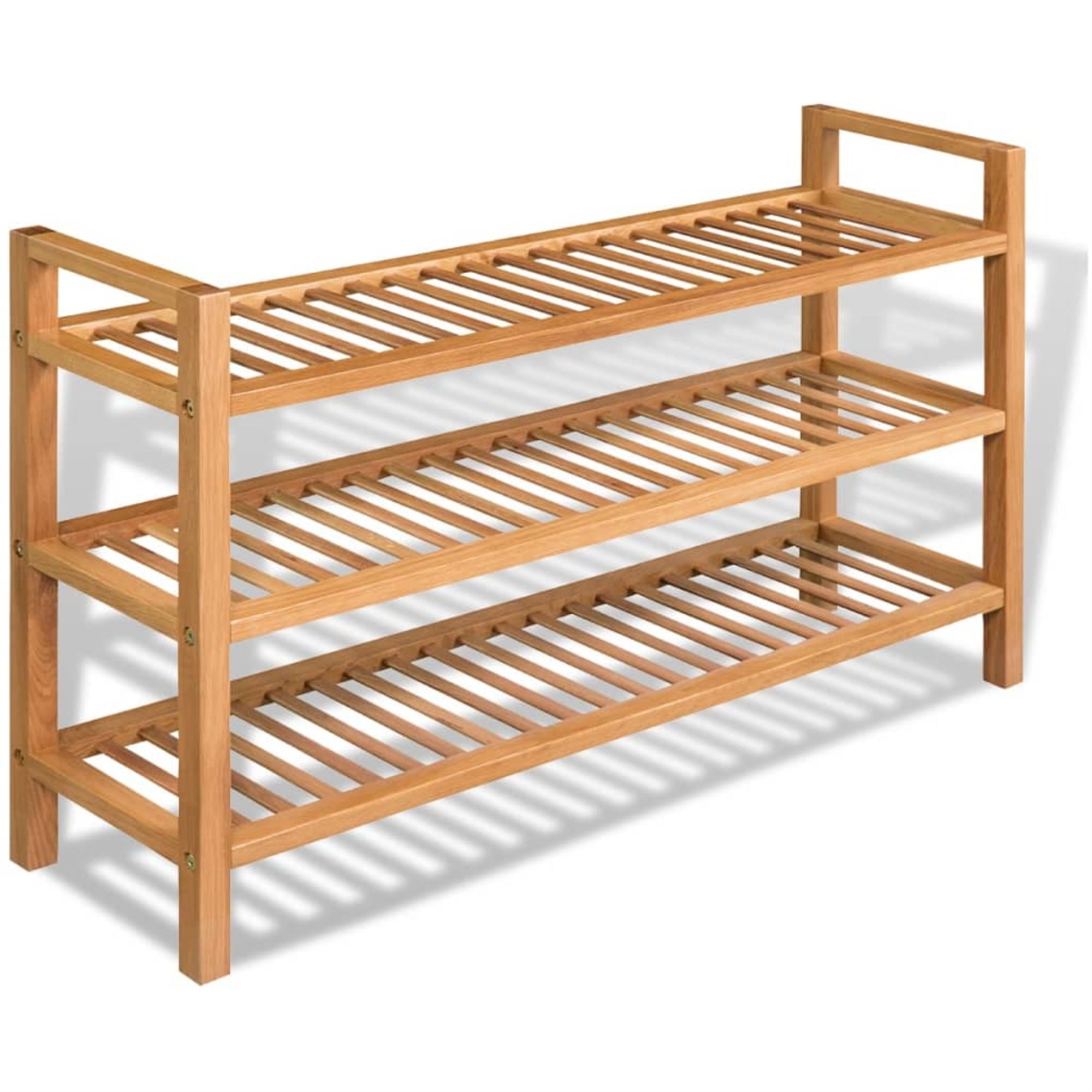 vidaXL Shoe Rack with 3 Shelves Solid Oak Wood 39.4x10.6x23.4