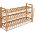 vidaXL Shoe Rack with 3 Shelves Solid Oak Wood 39.4x10.6x23.4
