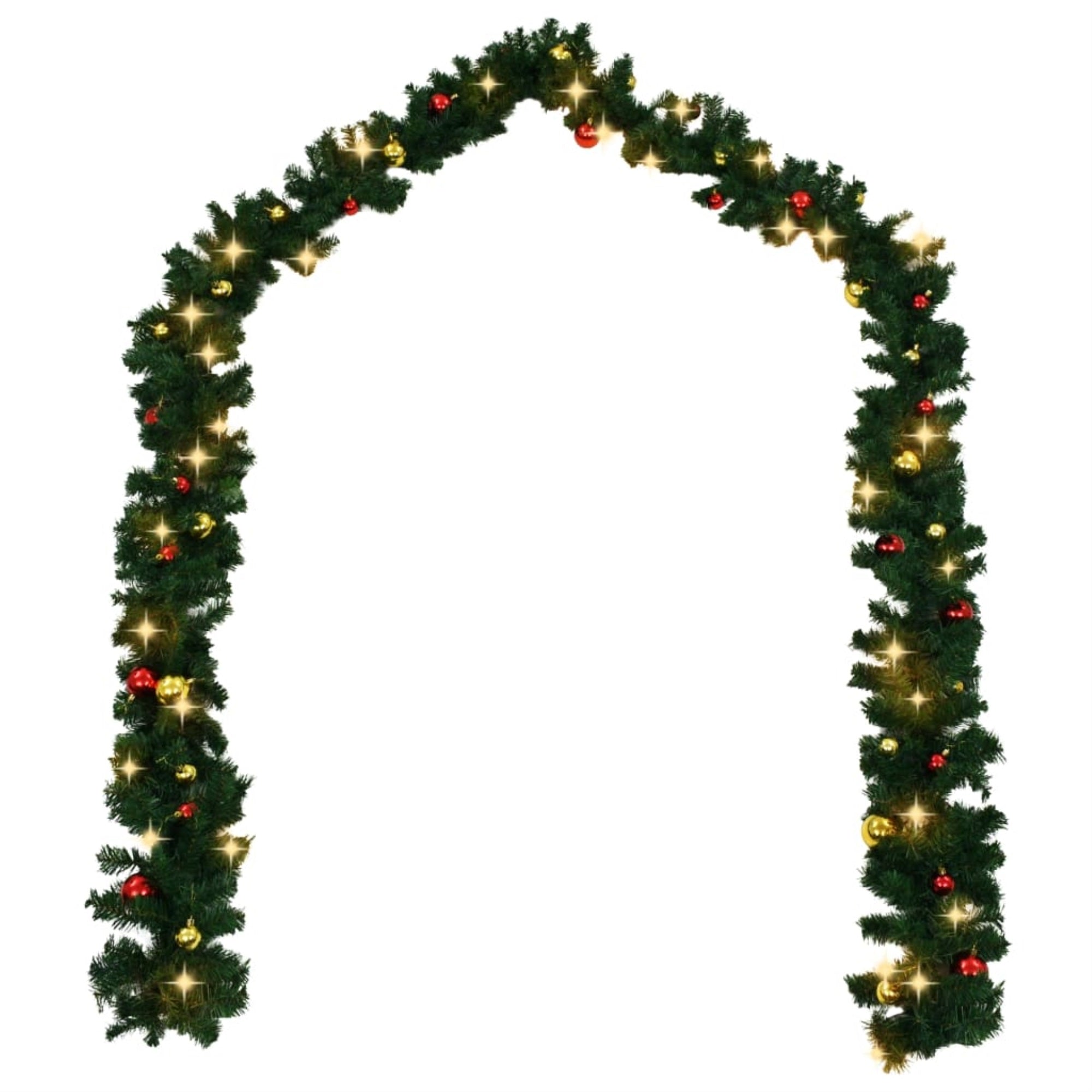 vidaXL Christmas Garland Decorated with Baubles and LED Lights 197''