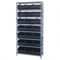 Quantum 2475485Or Shelving Unit, 24 Inch D X 36 Inch L X 75 Inch H, Carbon Steel, Galvanized With Orange Bins