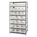 Quantum 2475950952Cl Shelving Unit, 24 Inch D X 36 Inch L X 75 Inch H, Carbon Steel, Galvanized With Clear Bins