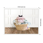 Sylvie Cat in a Basket Traditional Laundry Framed Canvas by Amy Peterson