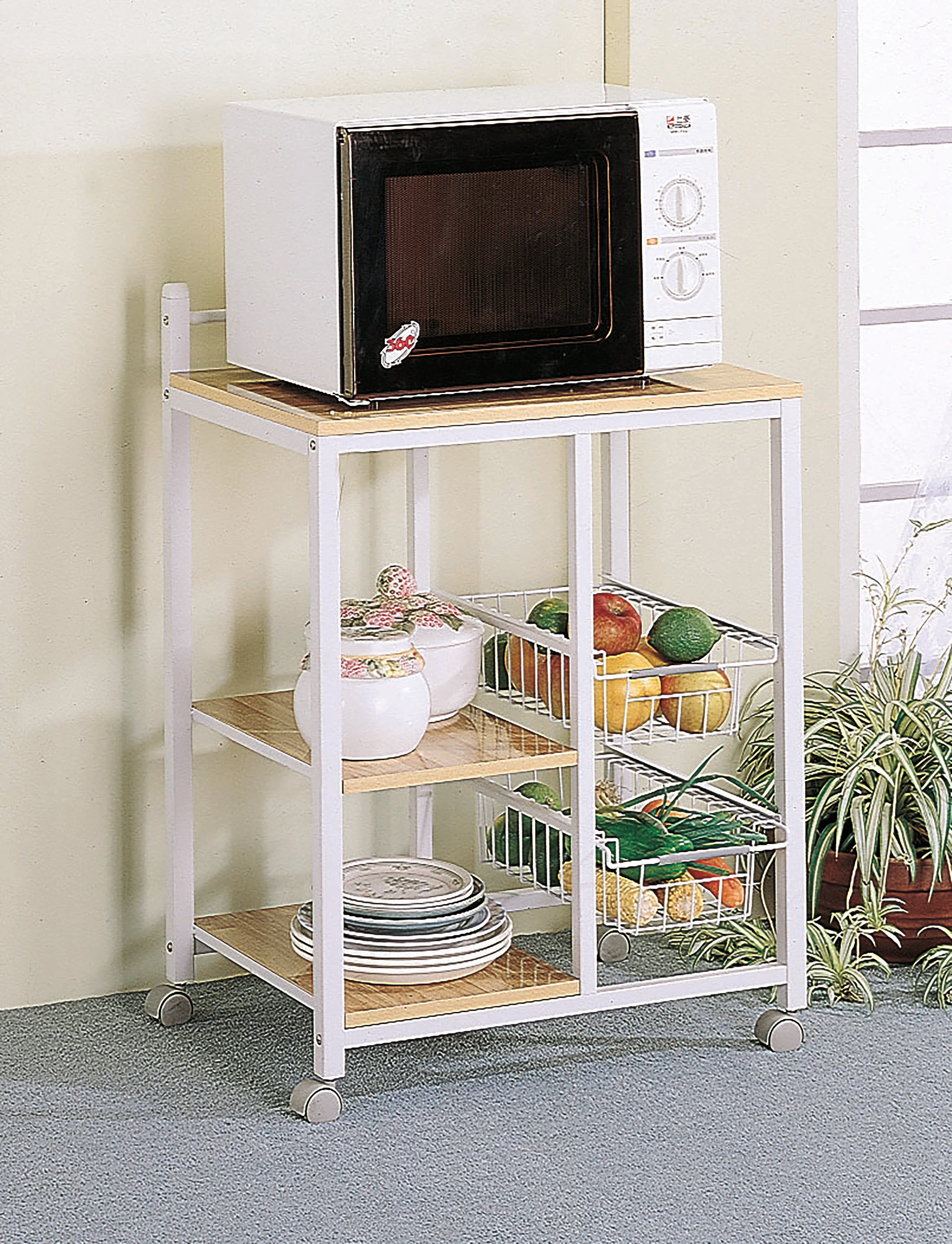 2-Shelf Kitchen Cart Natural Brown And White