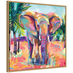 Sylvie African Elephant In Orange Framed Canvas by Rachel Christopoulos