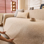 Linen-Look Textured Couch Throw Cover, Breathable Sofa Blanket & Furniture Protector