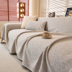 Linen-Look Textured Couch Throw Cover, Breathable Sofa Blanket & Furniture Protector