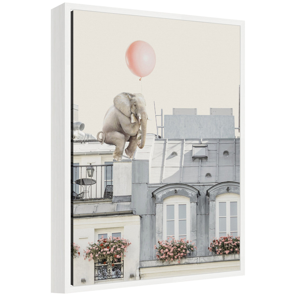 Sylvie Elephant in Paris Framed Canvas by July Art Prints