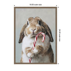 Sylvie Framed Canvas Cute Bunny Candy Cane by The Creative Bunch Studio