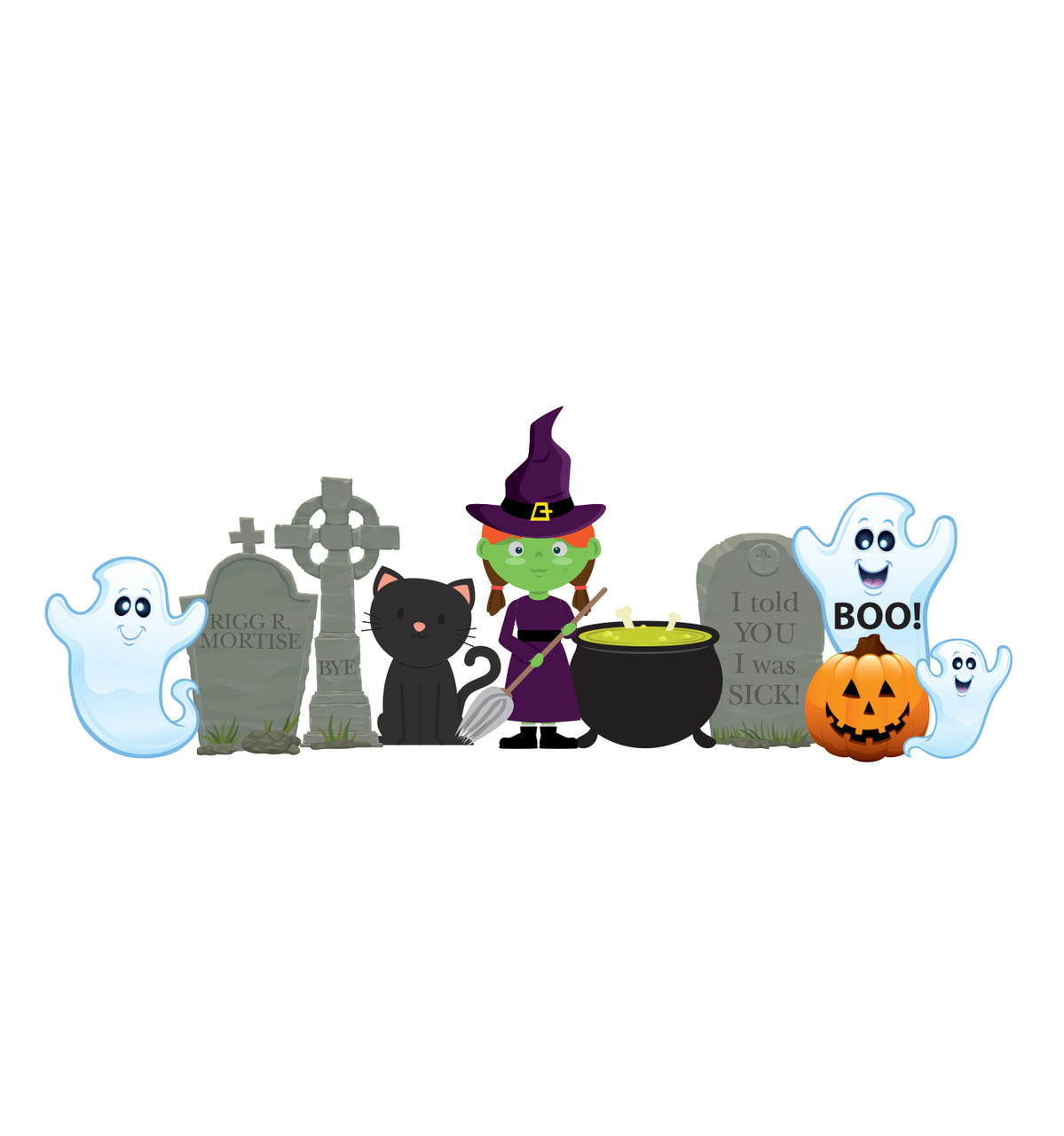 Witch And Ghosts_Outdoordecor Avg 38 Inch  X 19