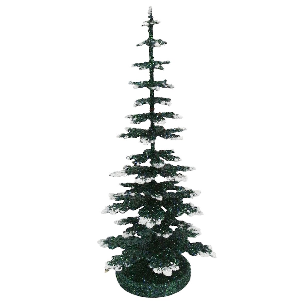 Paper Mache Tree  Green With Snow 20Cm