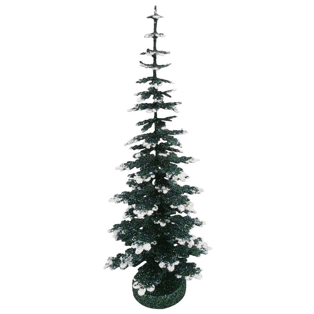 Paper Mache Tree  Green With Snow 30Cm