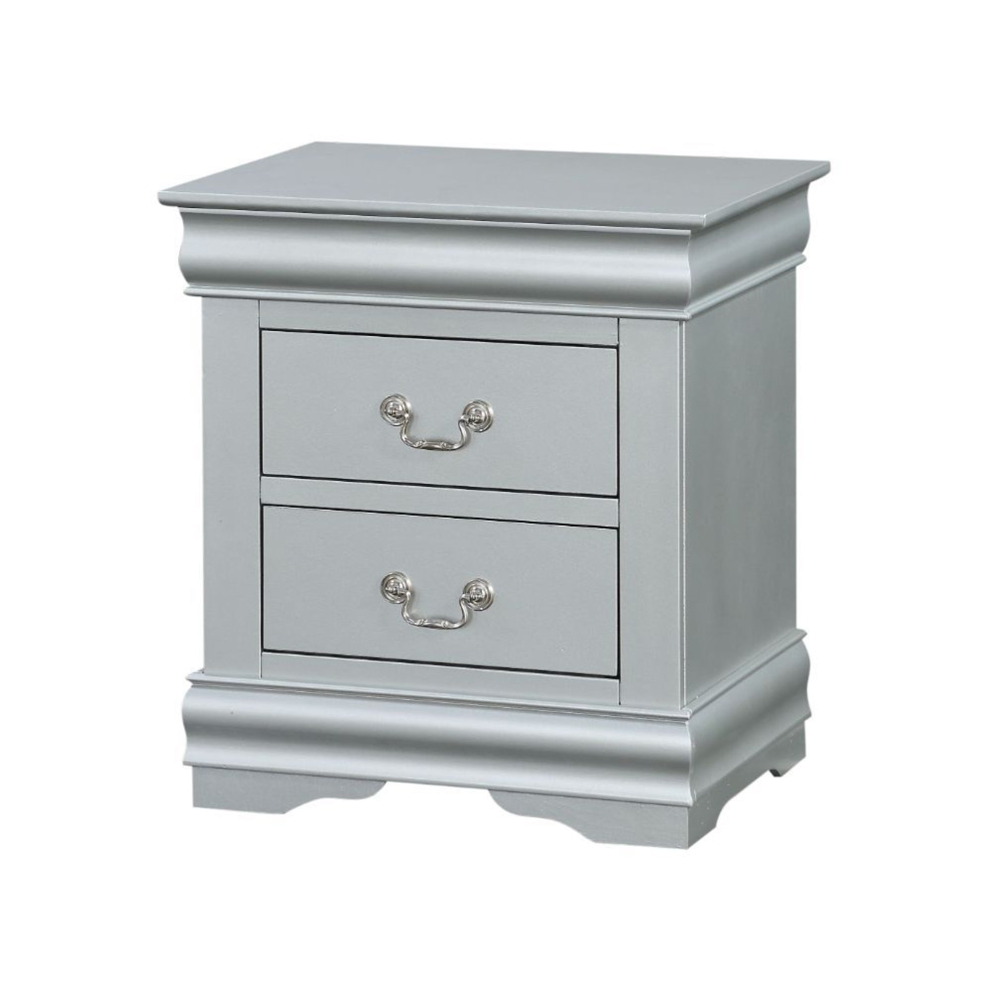 Acme Louis Philippe III Wood Nightstand in Platinum White
