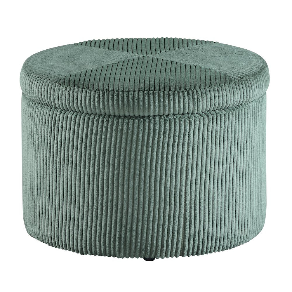 Designs4Comfort Round Corduroy Shoe Storage Ottoman with Reversible Tray Lid