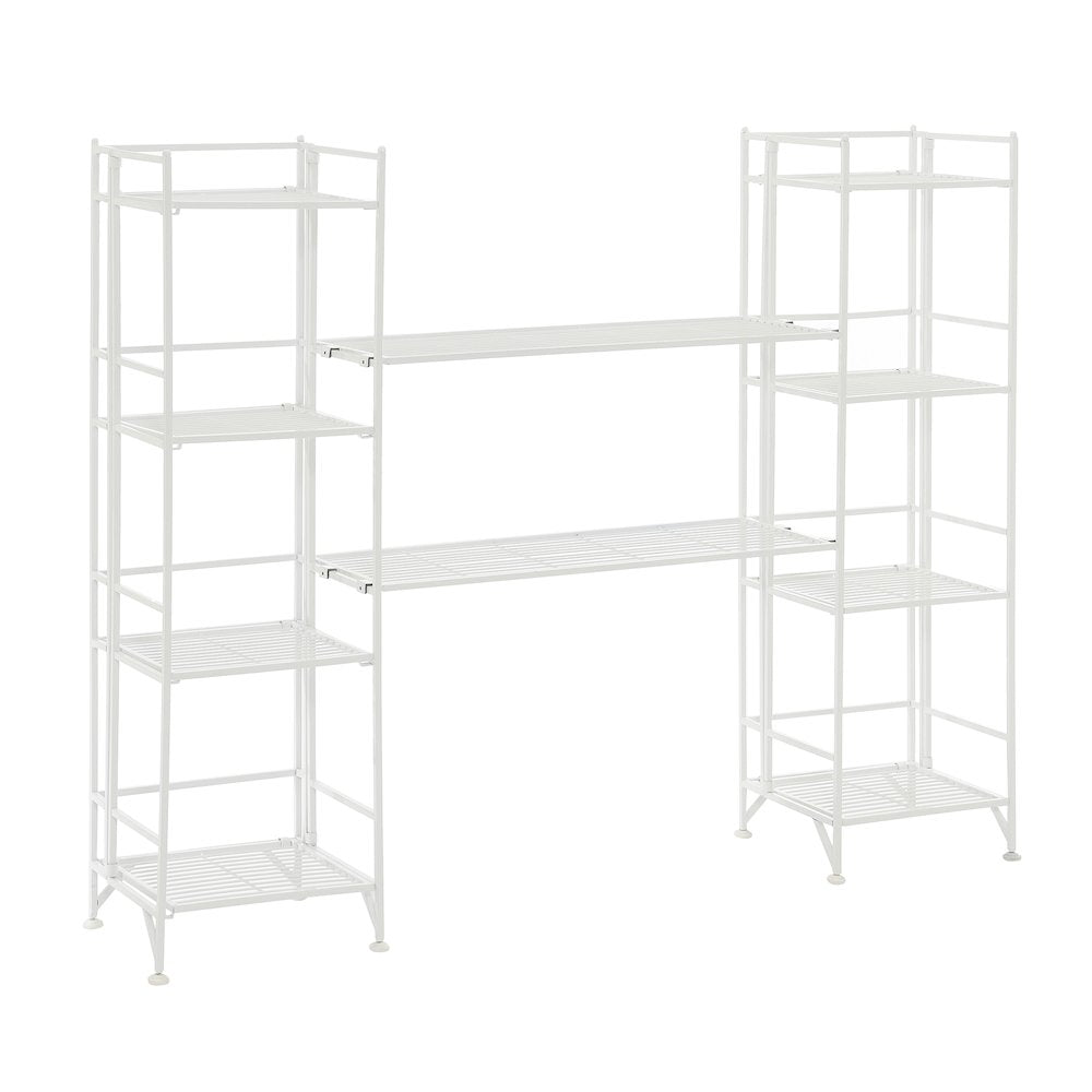 Xtra Storage 4 Tier Folding Metal Shelves with Set of 2 Deluxe Extension Shelves