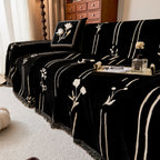 Chenille Jacquard Sofa Throw Cover with Tassel Soft Thick Couch Protector Blanket