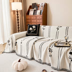 Chenille Jacquard Sofa Throw Cover with Tassel Soft Thick Couch Protector Blanket