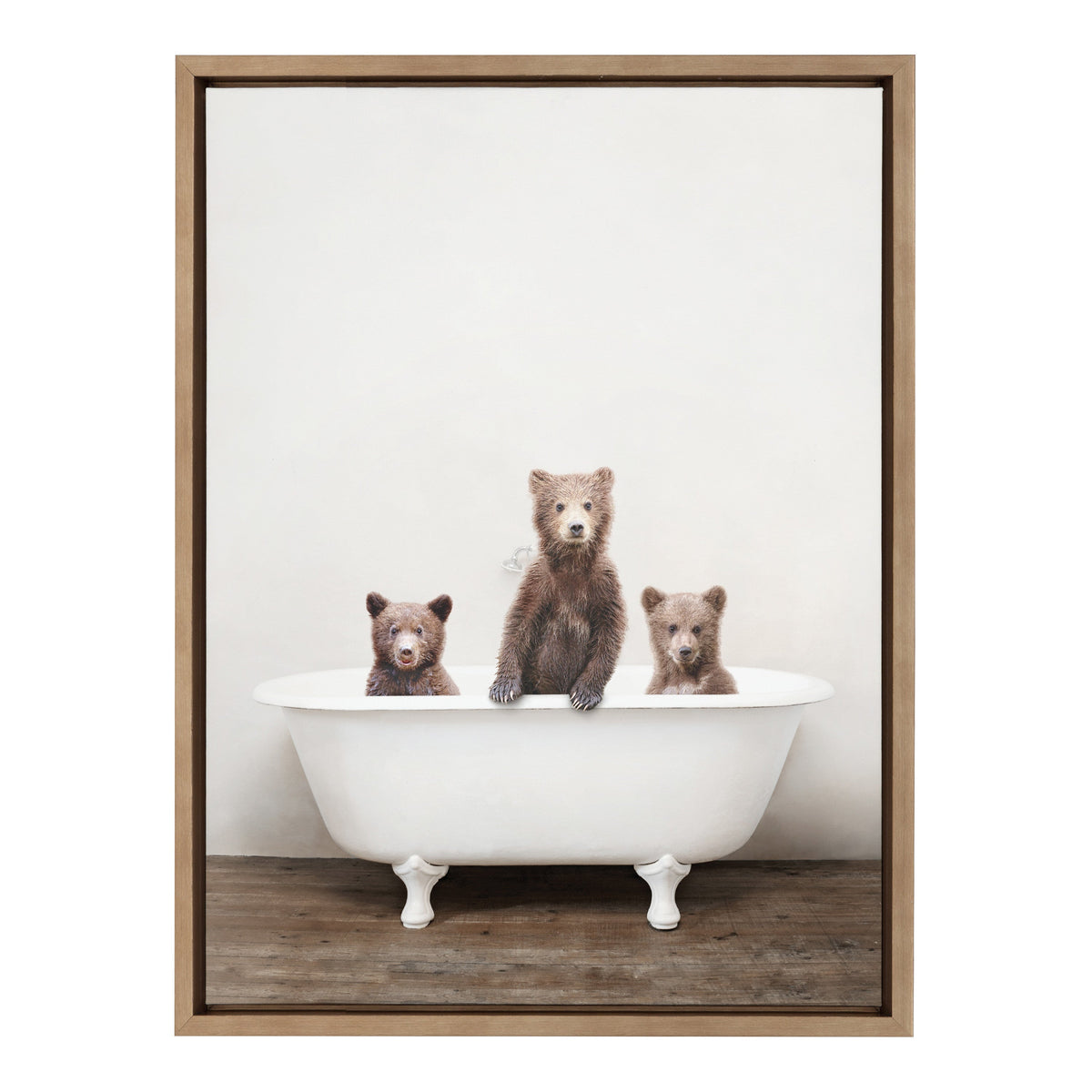 Sylvie Three Little Bears in Vintage Bathtub Framed Canvas by Amy Peterson Art Studio