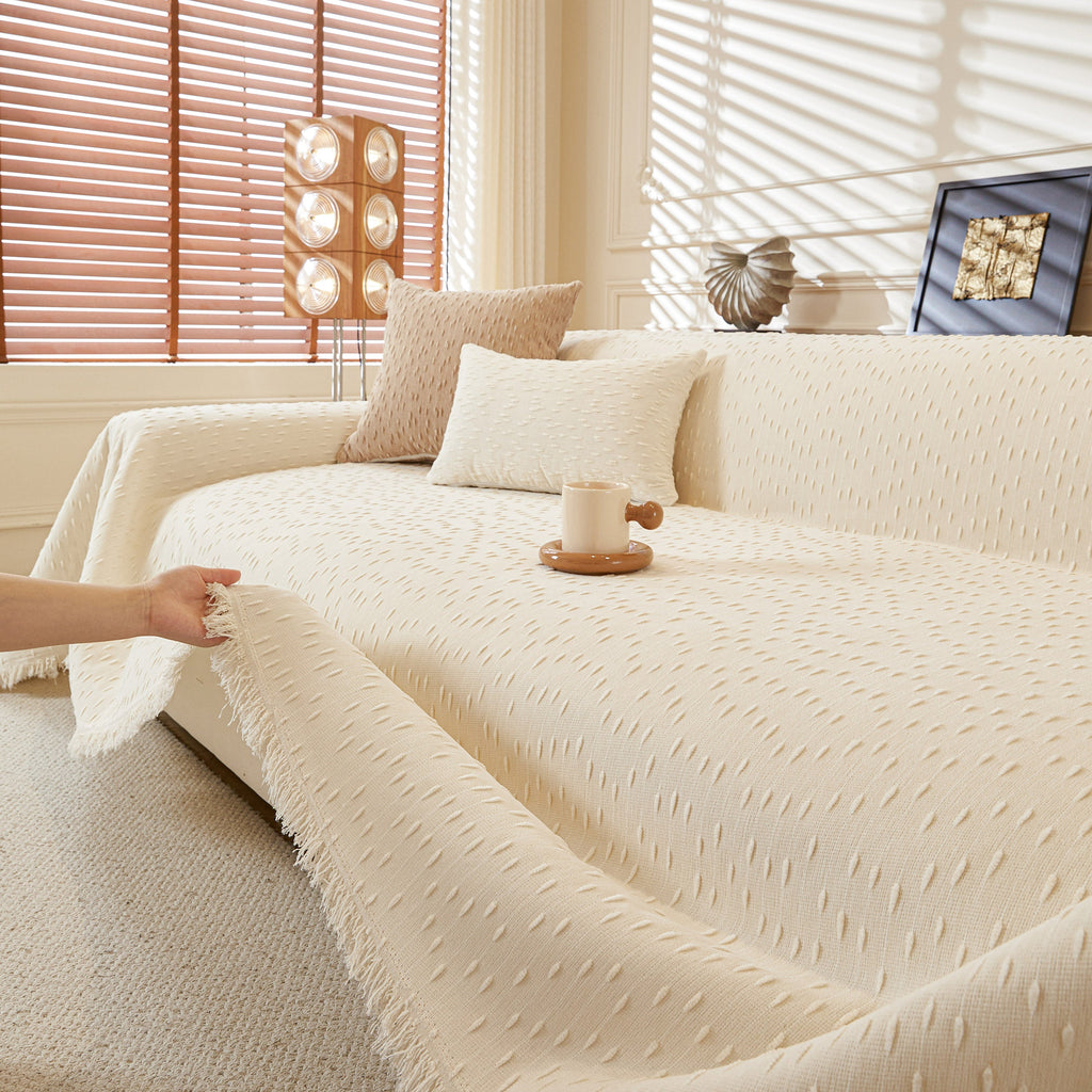 Textured Throw Blanket with 3D Dobby Weave, Minimalist Furniture Protector for Couch