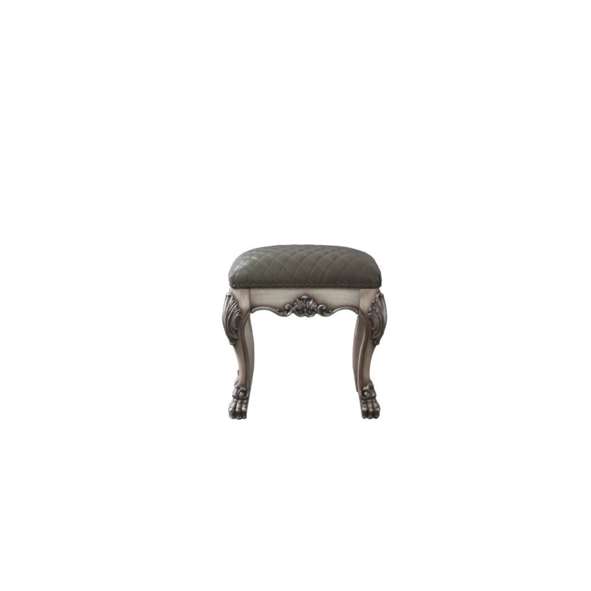 Vanity Stool, Vintage Bone White & PU